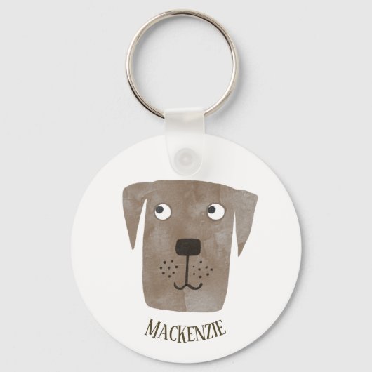 Funny Chocolate Labrador Retriever Dog Custom Name Sleutelhanger (Achterkant)
