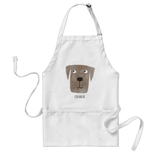 Funny Chocolate Labrador Retriever Dog Custom Name Standaard Schort (Voorkant)