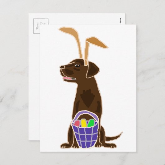 Funny Chocolate Labrador Retriever Easter Art Feestdagenkaart (Voorkant / Achterkant)