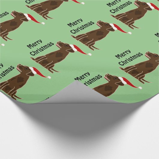 Funny Chocolate Labrador Retriever kerstkunst Cadeaupapier (Hoek)