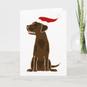 Funny Chocolate Labrador Retriever kerstkunst Feestdagen Kaart