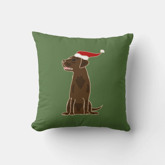 Funny Chocolate Labrador Retriever kerstkunst Kussen (Voorkant)