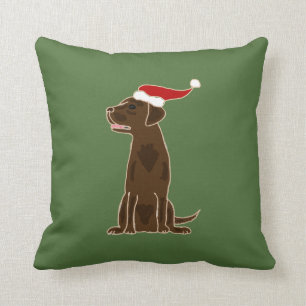 Funny Chocolate Labrador Retriever kerstkunst Kussen
