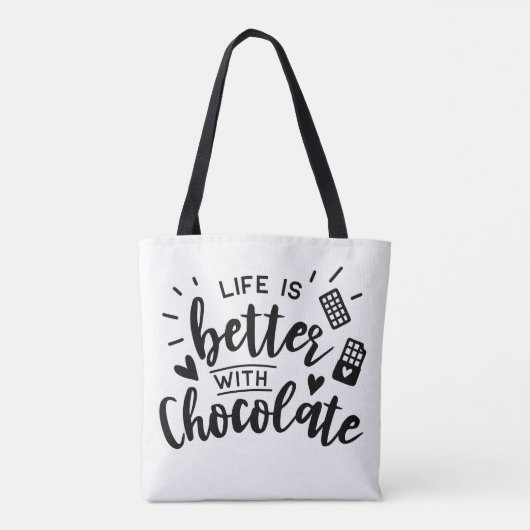 Funny Chocolate Lover Chocolate Addicate Quote Tote Bag (Achterkant)