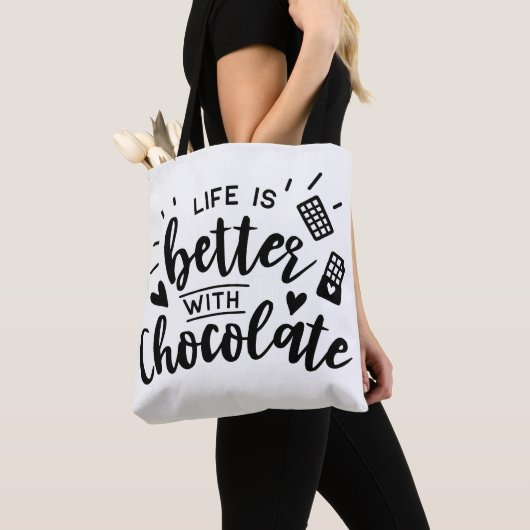 Funny Chocolate Lover Chocolate Addicate Quote Tote Bag (Dichtbij)