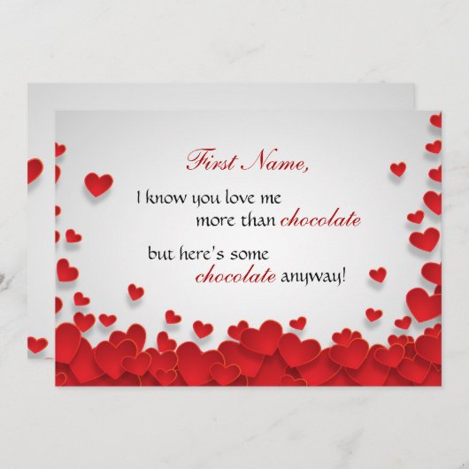 Funny Chocolate Lovers Valentijnsdag Feestdagenkaart (Voorkant / Achterkant)