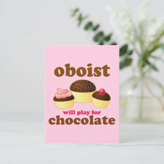 Funny Chocolate Oboe Briefkaart (Staand voorkant)