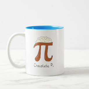 Funny Chocolate Pi Symbol Wiskunde leraar Tweekleurige Koffiemok