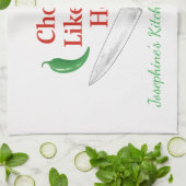 Funny Chop It Like Its Hot Personalized Chef Trend Theedoek (Gevouwen)
