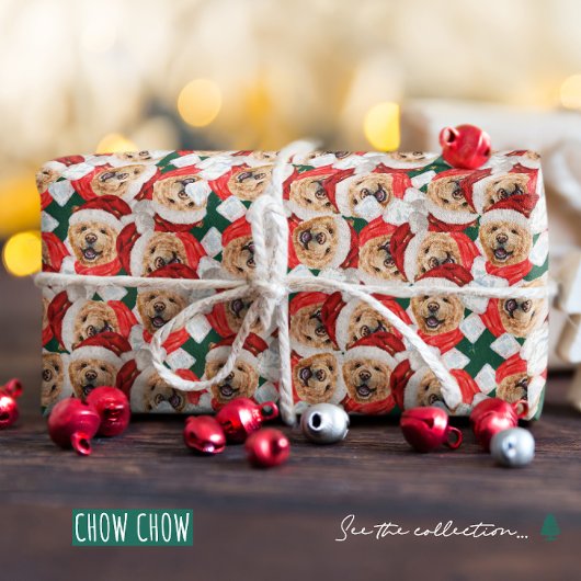 Funny Chow Chow Kerstpatroon Cadeaupapier