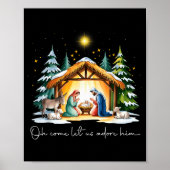 Funny Christian Christmas Jesus Oh Come Let Us Ado Poster (Voorkant)
