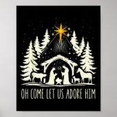 Funny Christian Christmas Jesus Oh Come Let Us Ado Poster (Voorkant)