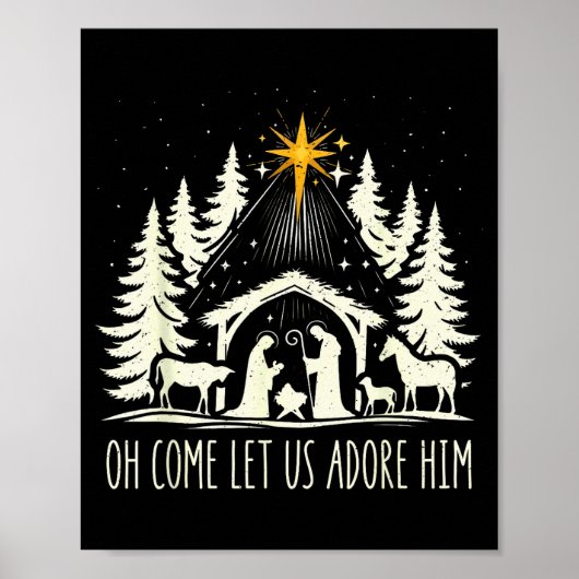 Funny Christian Christmas Jesus Oh Come Let Us Ado Poster (Voorkant)