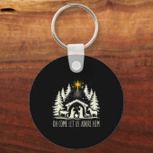 Funny Christian Christmas Jesus Oh Come Let Us Ado Sleutelhanger (Voorkant)