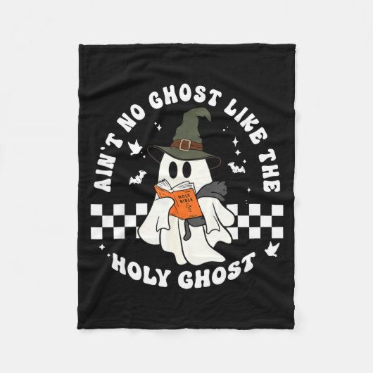 Funny Christian Ghost With Bible Retro Catholic Cu Fleece Deken (Voorkant)