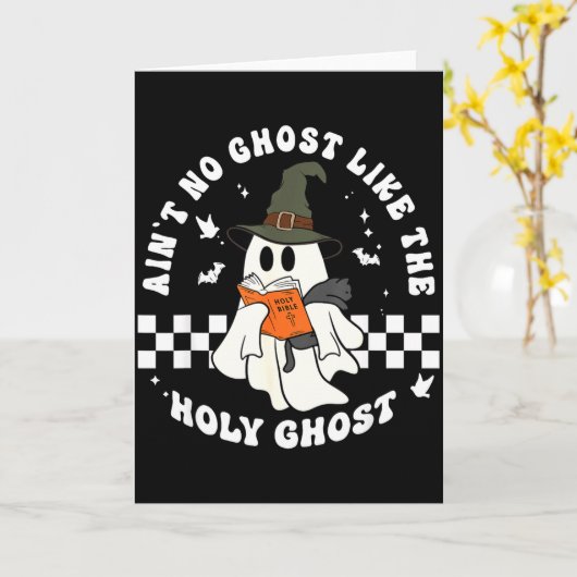 Funny Christian Ghost With Bible Retro Catholic Cu Kaart (Gele Bloem)