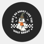 Funny Christian Ghost With Bible Retro Catholic Cu Ronde Sticker (Voorkant)