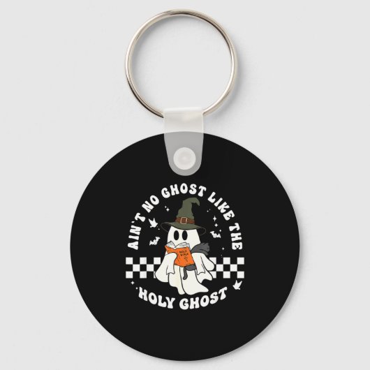 Funny Christian Ghost With Bible Retro Catholic Cu Sleutelhanger (Voorkant)