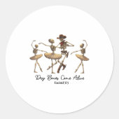 Funny Christian Halloween Ballet Cowboy Skeleton P Ronde Sticker (Voorkant)