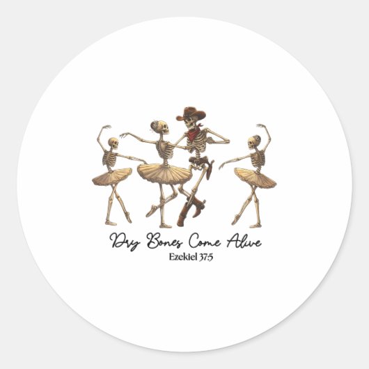 Funny Christian Halloween Ballet Cowboy Skeleton P Ronde Sticker (Voorkant)