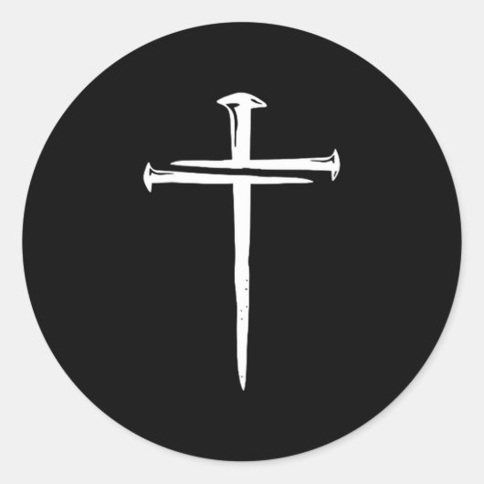 Funny Christian Jesus Crist Three Nails Cross Ronde Sticker (Voorkant)