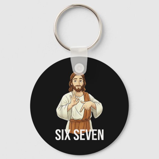 Funny Christian Jesus Six Seven 67 Faith Humor Chr Sleutelhanger (Voorkant)