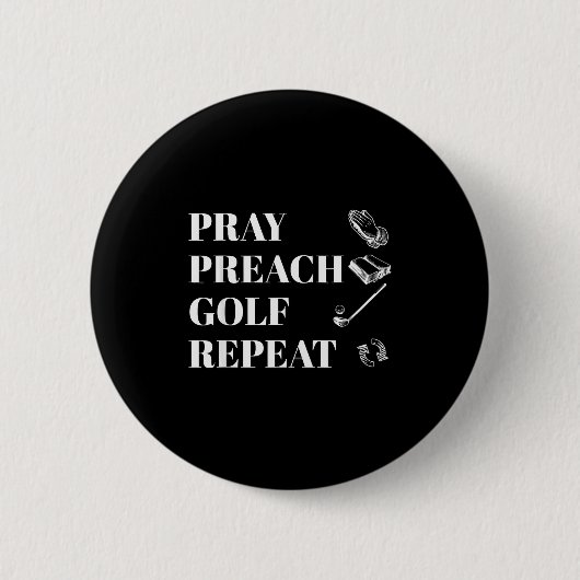 Funny Christian Pray Preach Golf Repeat Pastor Min Ronde Button 5,7 Cm (Voorkant)