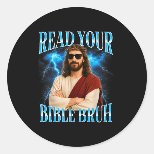 Funny Christian Read Your Bible Bruh Ronde Sticker (Voorkant)