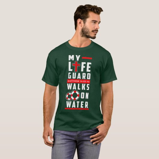 Funny Christian t shirts - Lifeguard Walks on (Voorkant volledig)