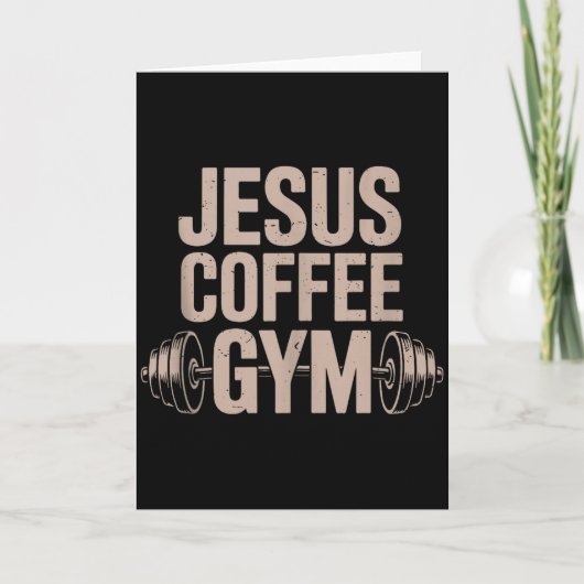 Funny Christian Workout Jesus Coffee Gym Barbell C Kaart (Voorkant)