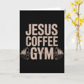 Funny Christian Workout Jesus Coffee Gym Barbell C Kaart (Gele Bloem)