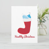 Funny Christmas 2020 Red stocking Feestdagenkaart (Staand voorkant)