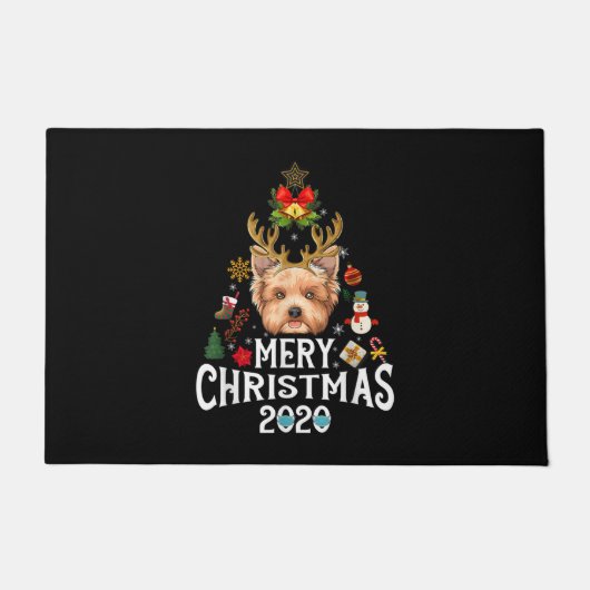 Funny Christmas 2020 Tree Yorkshire Mask Costume Deurmat (Voorkant)