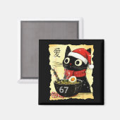 Funny Christmas 67 Six Seven Cat Ramen Japanese Ka Magneet (Voorkant / Achterkant)