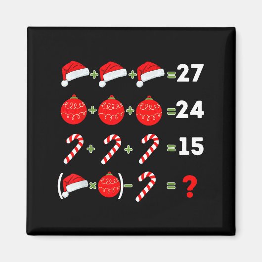 Funny Christmas 6 7 Puzzle Santa Hat Ornament Cand Magneet (Voorkant)