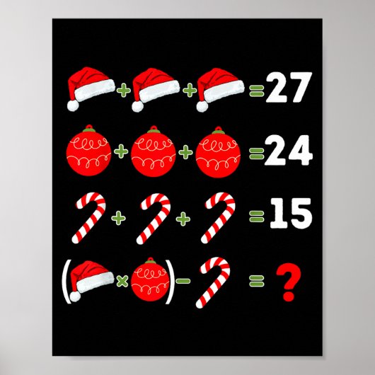 Funny Christmas 6 7 Puzzle Santa Hat Ornament Cand Poster (Voorkant)