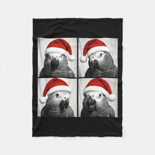 Funny Christmas African G Parrot Santa Photo Booth Fleece Deken (Voorkant)