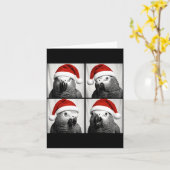 Funny Christmas African G Parrot Santa Photo Booth Kaart (Gele Bloem)