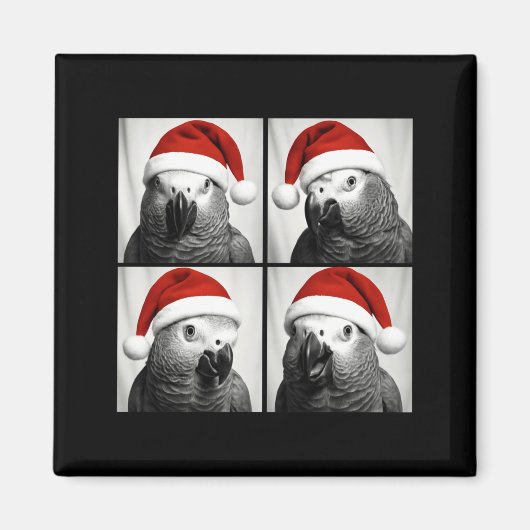 Funny Christmas African G Parrot Santa Photo Booth Magneet (Voorkant)
