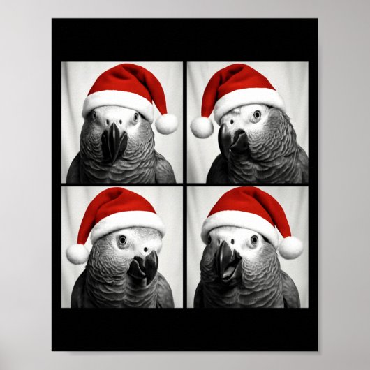 Funny Christmas African G Parrot Santa Photo Booth Poster (Voorkant)