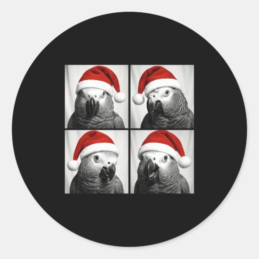 Funny Christmas African G Parrot Santa Photo Booth Ronde Sticker (Voorkant)