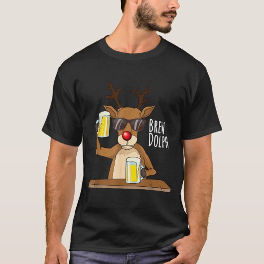 Funny Christmas Alcohol Shirt. Brew Dolph Beer Dri T-shirt (Voorkant)
