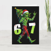 Funny Christmas Alien Six Seven Meme 67 Santa Hat  Kaart (Voorkant)