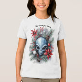 Funny Christmas Alien "Take me to your Santa" Tri-Blend Shirt (Voorkant)