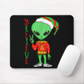 Funny Christmas Alien Ugly Sweater I Believe Santa Muismat (Met muis)