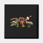 Funny Christmas Alligator Pelican Crawfish Holiday Magneet (Voorkant)