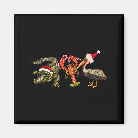 Funny Christmas Alligator Pelican Crawfish Holiday Magneet (Voorkant)