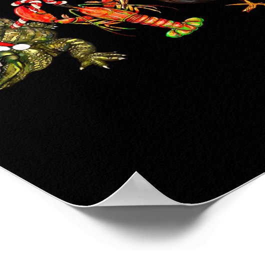 Funny Christmas Alligator Pelican Crawfish Holiday Poster (Hoek)