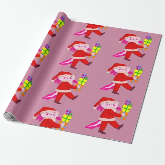 funny christmas axolotl santa claus cadeaupapier (Uitgerold)