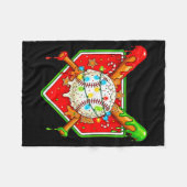 Funny Christmas Baseball Ice Cream Drip Men Women  Fleece Deken (Voorkant (Horizontaal))